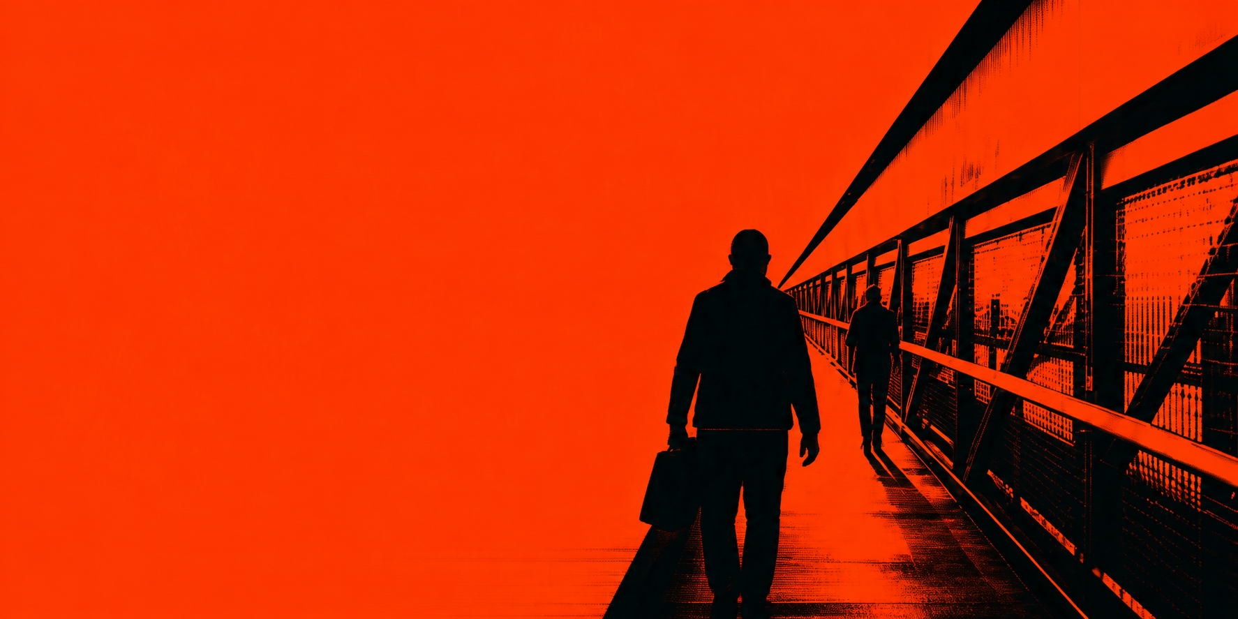 Two people crossing a bridge, used as a visual metaphor for an attack entering a different regional context
